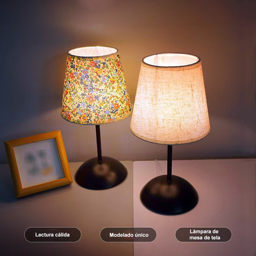 Lámpara De Mesa Pequeña De Tela Con Luz Regulable