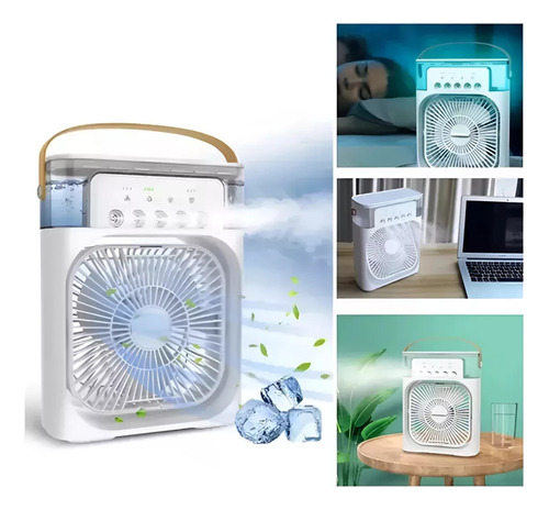 Ventilador Usb Porta Agua Aire Acondicionado Con Temporizado Blanco