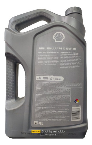 Aceite Motor Diésel Garrafa 4l 15w40 Shell Rimula R4