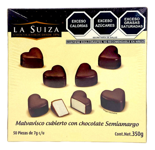 Malvaviscos Con Chocolate En Forma De Corazon La Suiza