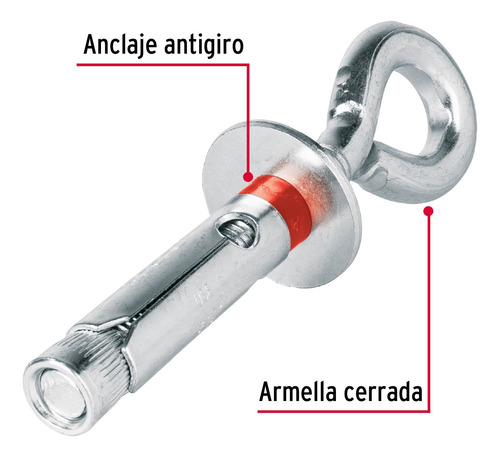 25 Taquetes Expansivos 16x90 Mm Con Armella Cerrada 45737