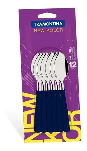 comprar 12  Cucharas  Té  New Kolor Mango Plástico Tramontina Color Del Mango Negro