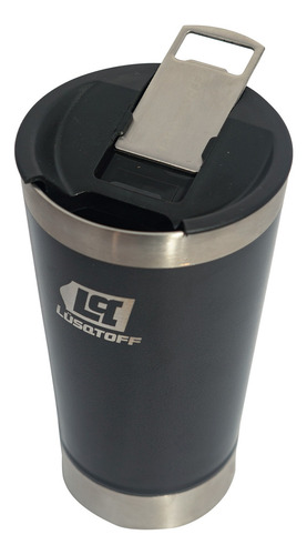 Jarro Vaso Termico Con Tapa 530 Ml Acero Inoxidable Lusqtoff Color Negro