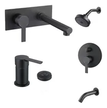 Comprar Combo Grifería Hydros Calyx Negra Lavatorio Bidet Ducha Mono