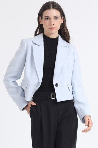 Chaqueta Crop, Boton Contratono, Muflon Celeste Liola