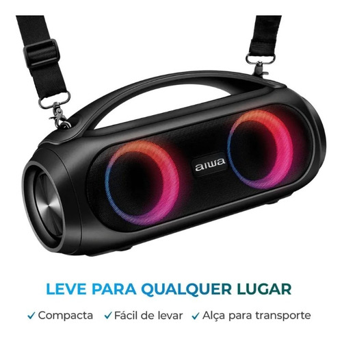 Caixa De Som Boombox Aiwa Bbs-02a 50w Bluetooth Preto