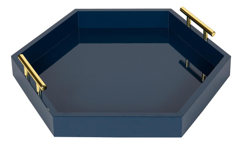Bandeja Decorativa Kate And Laurel Lipton Hexagon Azul Marin