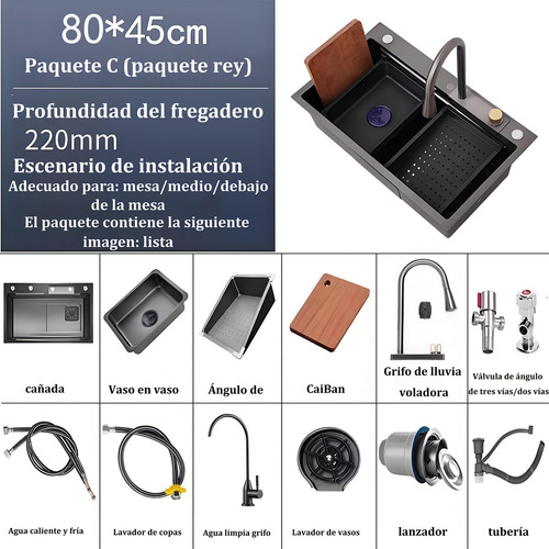 Tarja Fregadero De Cocina Acero Inoxidable Organizador 80*45 Color Plateado