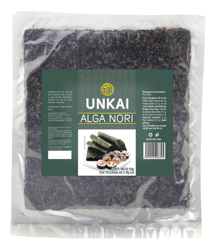 Alga Nori Para Sushi Unkai 10 Hojas