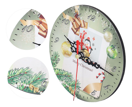 Reloj De Pared Con Diseño De Papá Noel, Redondo Y Mudo