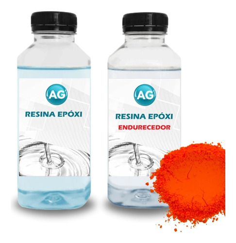 Resina Epóxi 1kg + Pó Neon Laranja Ag