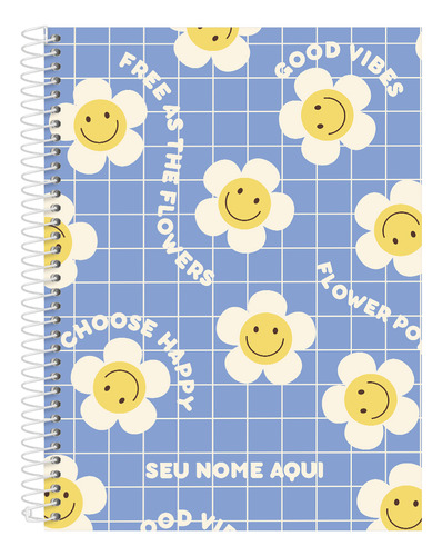 Caderno Personalizado Universitário Retrô Good V Azul 10 M