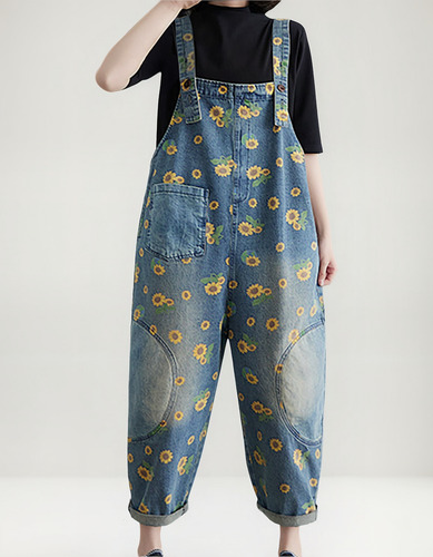 Mono De Mezclilla Para Mujer, Pantalones De Mezclilla Holgad