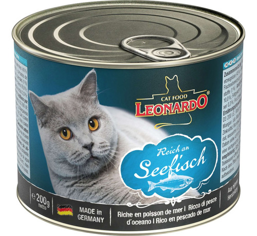 Alimento Leonardo Para Gato Adulto Sabor Pescado Lata 200g
