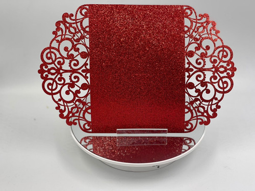 70 Sobresinvitacion Corte Laser Glitter 11x16 Suaje+mariposa Rojo