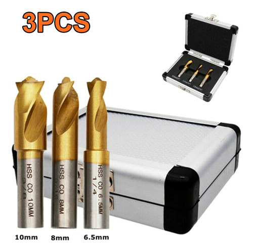 [ Juego De Brocas De Cobalto Con Funda De Aluminio, 3 Piezas