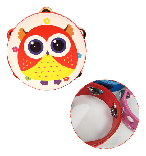 Pandero Musical Infantil Diseño De Búho 6 Pulgadas 8 Chapas