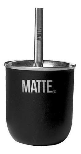 Mate Acero Inoxidable Termico Negro Con Bombilla Plana 150ml