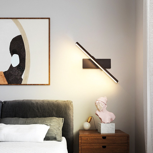 Lámpara Arbotante Espejo Dormitorio Pared Baño Luz Led 30cm Estructura Negro