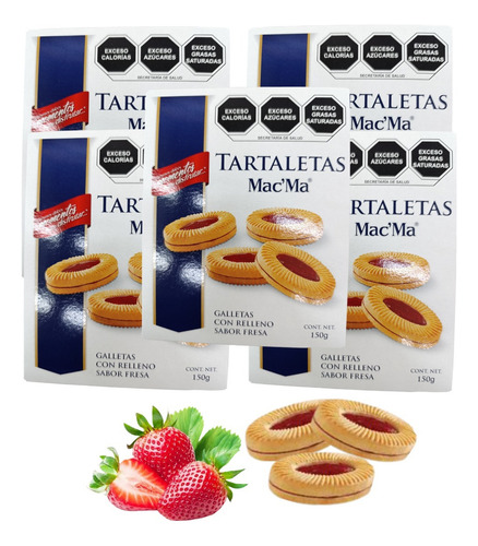 Galleta Tartaleta Fresa 5 Caja De 150g C/u Relleno Mac Ma