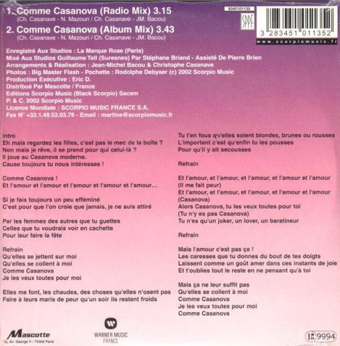 Cd Comme Casanova (benoit (2)) Estándar