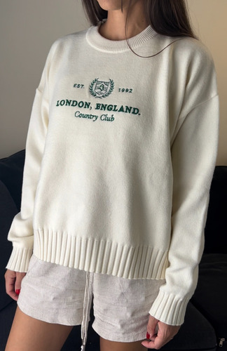 Sweater Mujer Bordado London Diseño Chic Calidad Premium