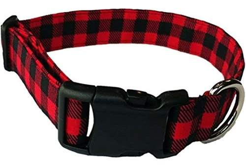 Britches4stitches Collar De Perro A Cuadros De Bufalo Rojo