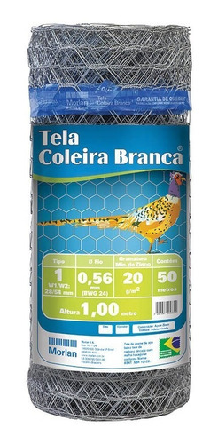 Tela Pinteiro Hexagonal 1,00x50m Bwg24 Morlan