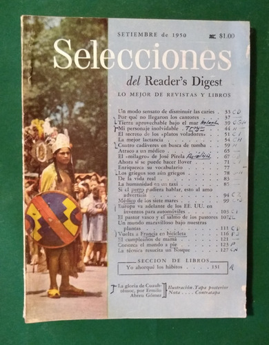 Revista Selecciones Del Readers Digest Septiembre De 1950 (Usado)