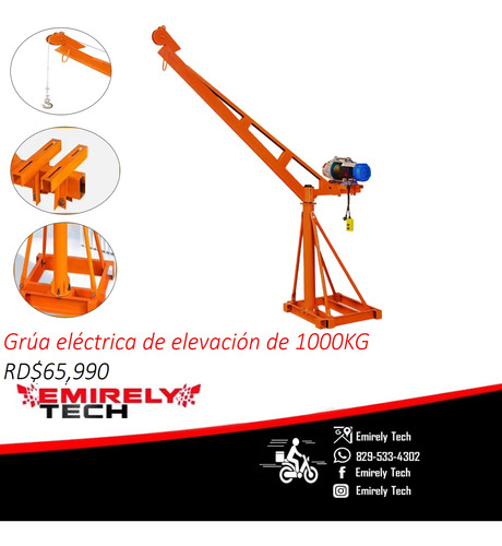 Grua Polea Electrica De Elevacion Giratoria Winche 1000kg