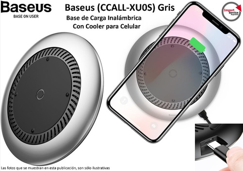 Base Carga Baseus Ccall-xu0s Inalambrica C/cooler P/celular 