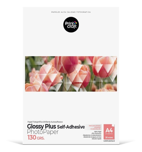 Papel Glossy Plus Autoadhesivo A4 100 Hojas Sticker