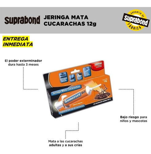Imagen 2 de 5 de Jeringa Somerset Mata Cucarachas 12g Por 12 Unidades