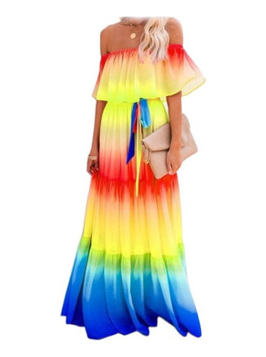 Vestido De Color Degradado Falda Swing De Moda Femenina 2023