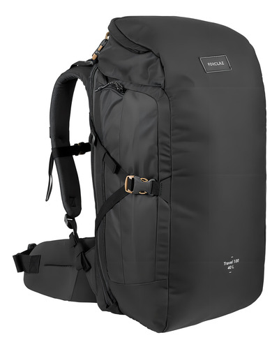 Mochila passeio Forclaz Travel100 cor preto design lisa 40L