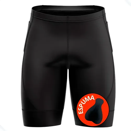 Bermuda Ciclismo Masculina Spinning Bolso Lateral Preta Bike Preto Lisa G