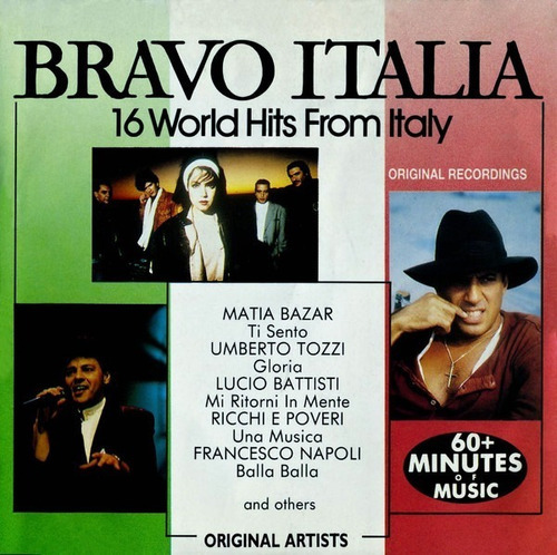 Bravo Italia 16 World Hits From Italy 80s Tozzi Bazar Cd P 