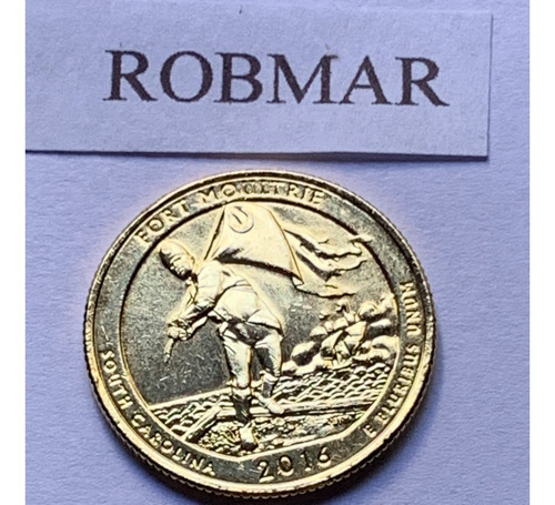 Robmar-usa-quarter Bañado Oro 24k Año 2016-n°35-fort Moultri
