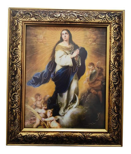 Virgen De La Inmaculada Consepcion En Marco Dorado A 30 X 2