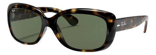 Anteojos de sol Ray-Ban Jackie Ohh Standard con marco de nailon color gloss tortoise, lente green de cristal clásica, varilla gloss tortoise de nailon - RB4101