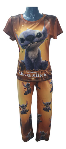 Pijama Mujer De Peluche Lilo Stitch Pantalón Y Blusa