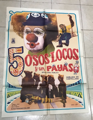 Antiguo Afiche De Cine Sovietico-5 Osos Locos-envio 