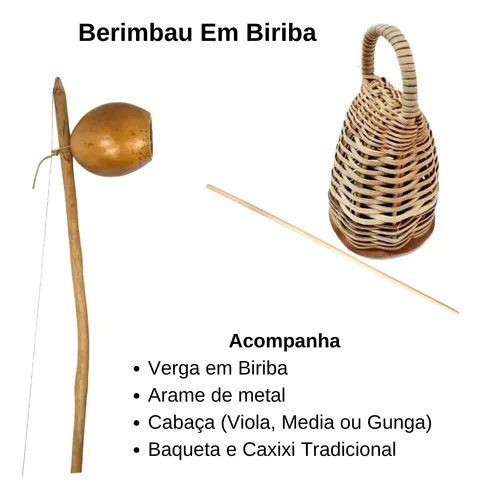Instrumentos De Capoeira Berimbau Cabaça Viola Média Gunga