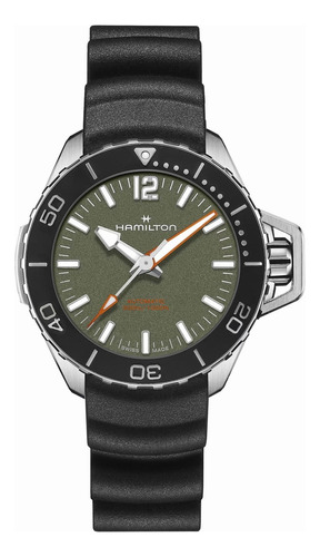Reloj Hamilton Khaki Navy Frogman Automatic H77455360 Color de la malla Negro Color del bisel Negro Color del fondo Verde