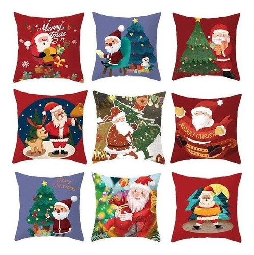 9 Fundas De Cojín Navideñas Para Almohada De Papá Noel 45cm