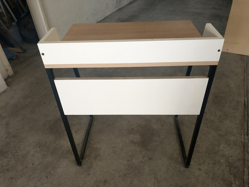 Escritorio Pupitre Juvenil. Casi Nuevo Madera Y Hierro. Blanco Y Color Haya