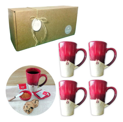 Set Desayuno Taza Regalo Cerámica Artesanal Kit Caja Kvjr099