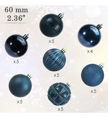 Esferas De Navidad 6 Cm 34 Unidades Azules Colgantes