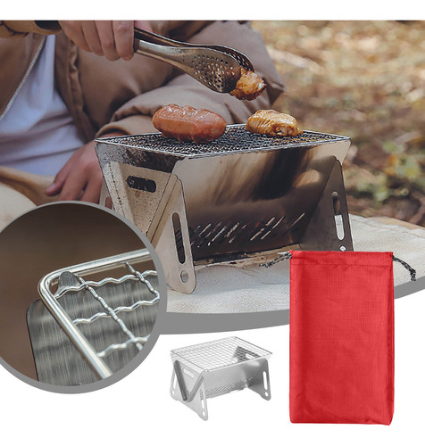 Barbecue Tools, Parrilla De Carbón Portátil, Luz De Acero In