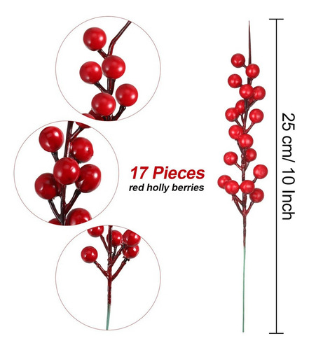 De W 20 Unidades De Frutos Rojos Artificiales, Flores